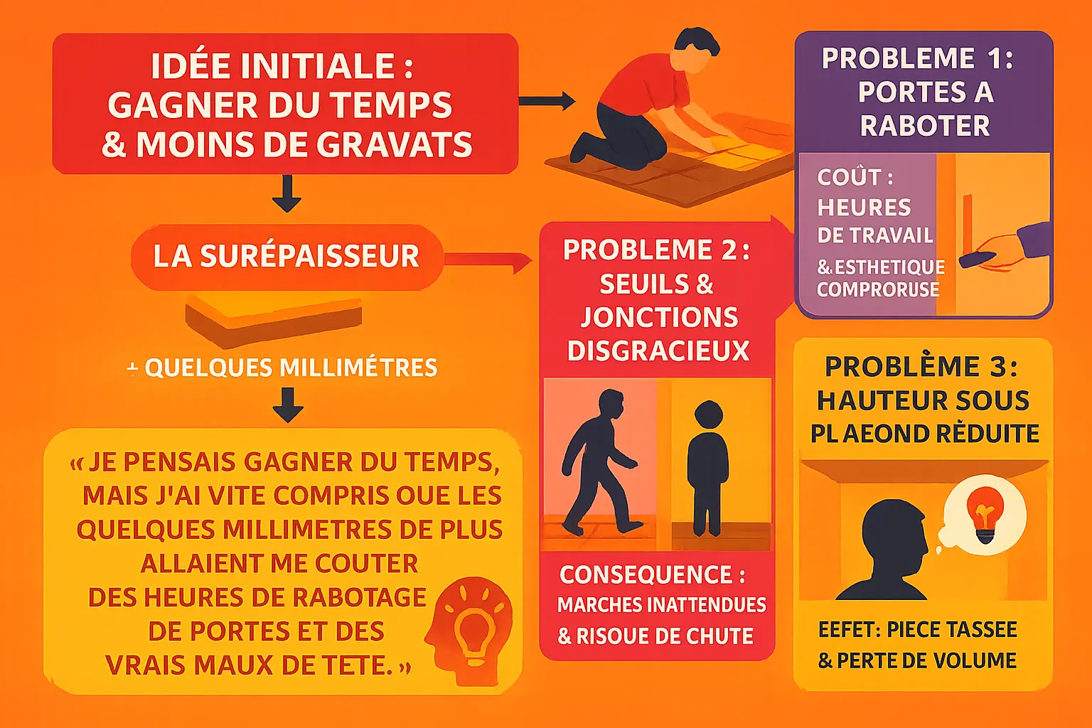 Illustration d'un <strong>carrelage sur carrelage avec dénivelé</strong>