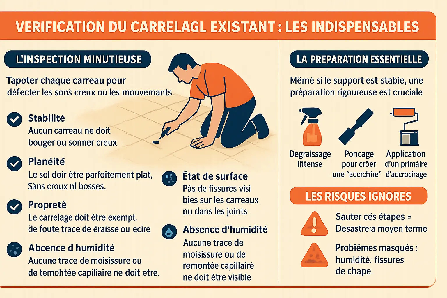 Exemple de pose de carrelage sur carrelage existant