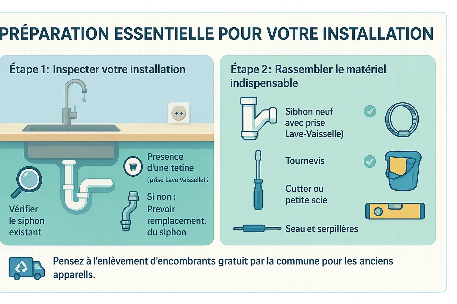 Schéma évacuation évier lavevaisselle étapes clé — free download