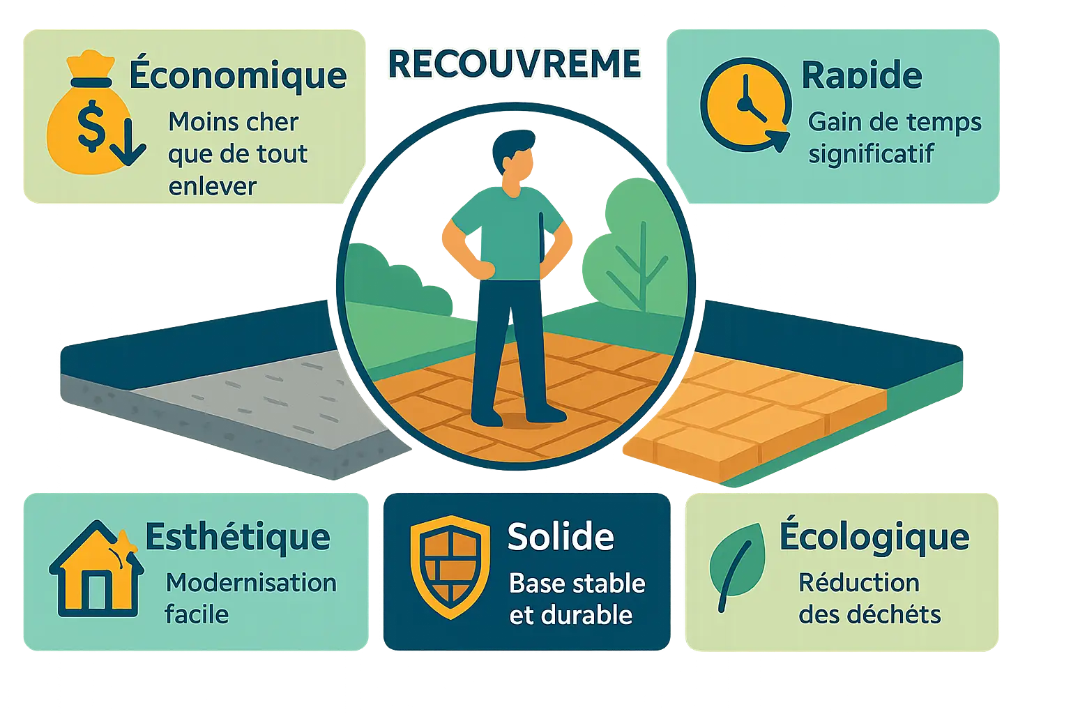 Illustration du <strong>recouvrement de pavés autobloquants</strong>