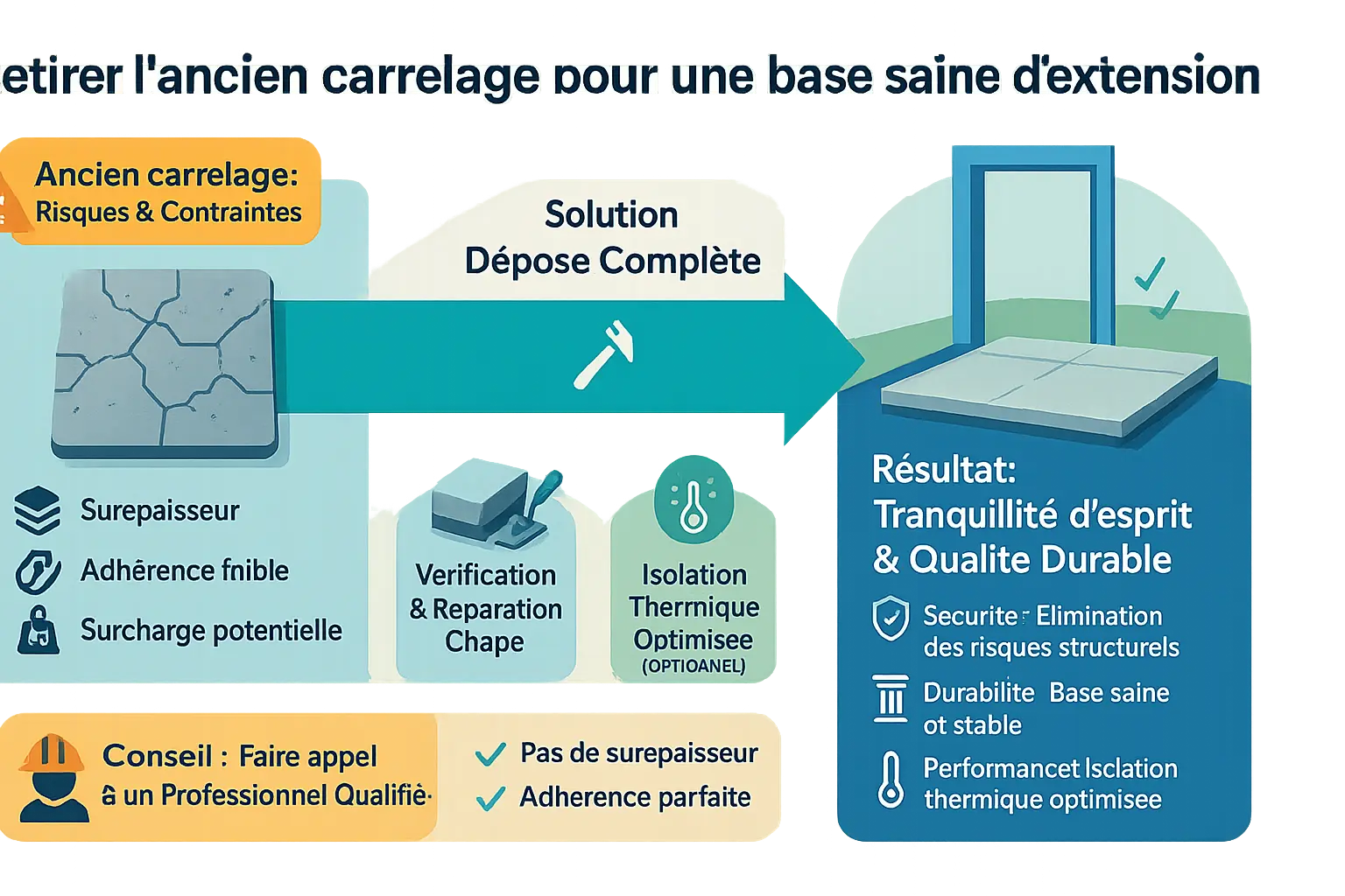 Illustration de dépose de carrelage et agrandissement maison Phénix
