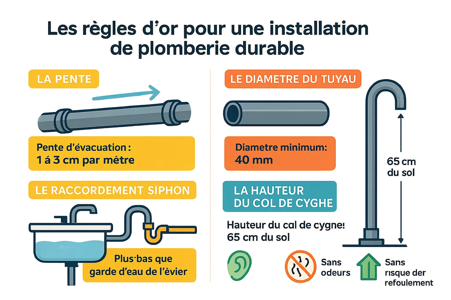 Schéma d'installation d'évacuation lave-vaisselle