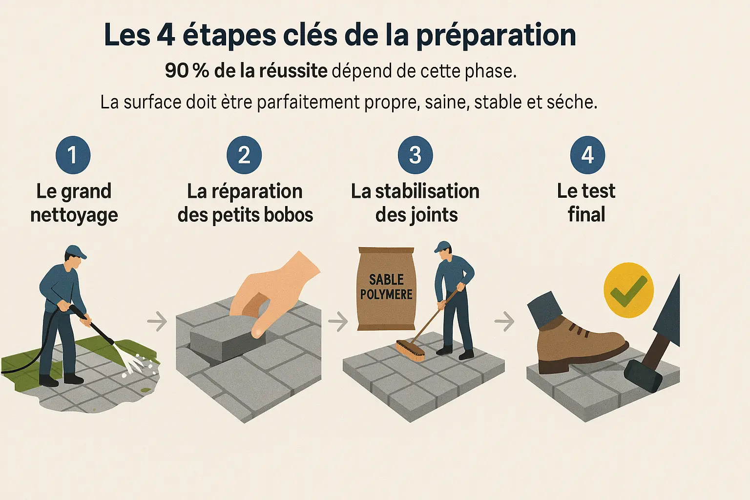 Illustration de <strong>pavés autobloquants préparés pour recouvrement</strong>