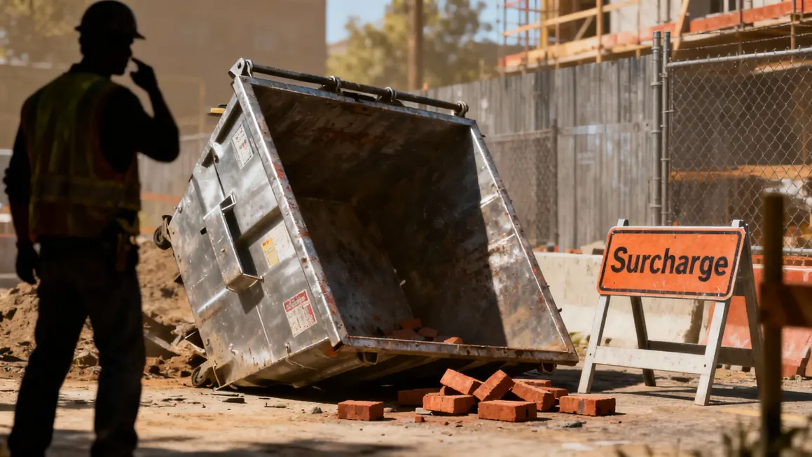 benne effondree chef chantier panneau surcharge