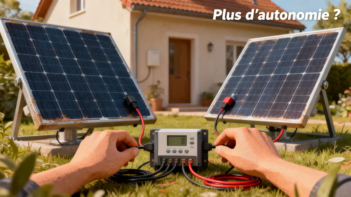 installation deux panneaux solaires sur regulateur