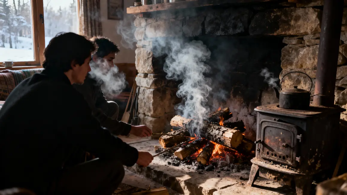 cheminee fume bucher bois trop humide froid