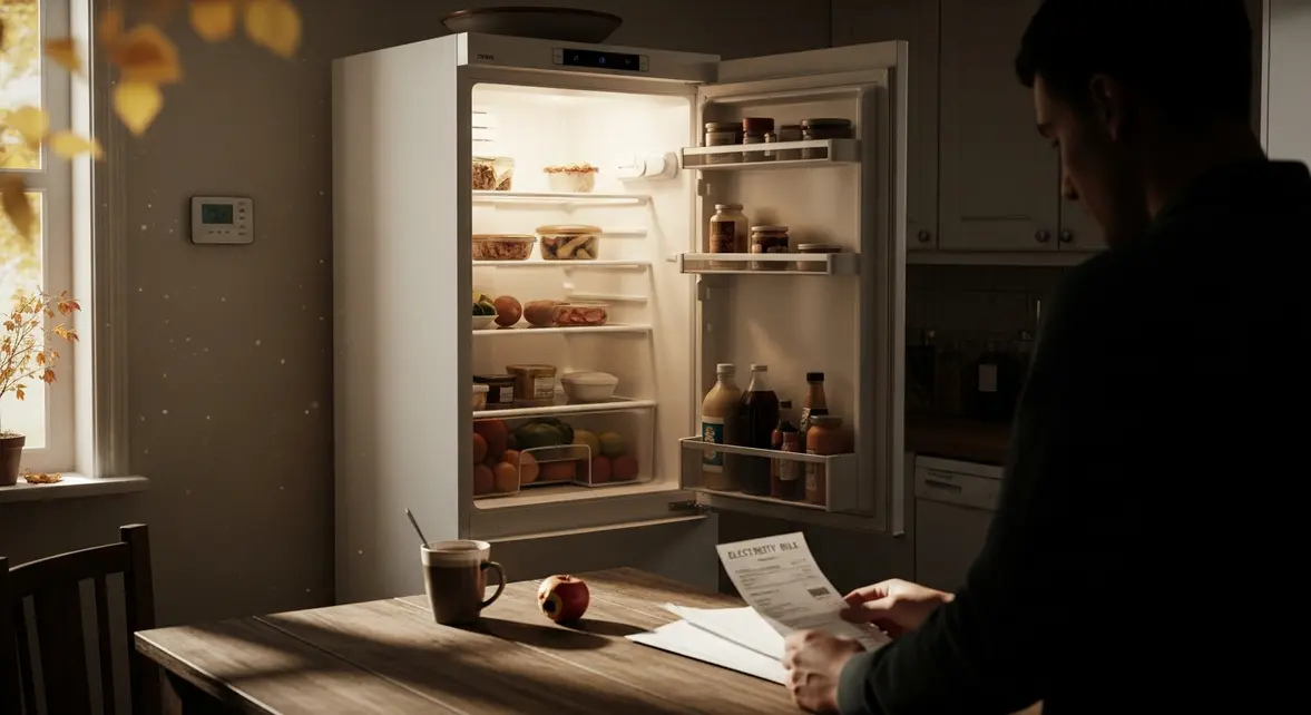 Cuisine automnale frigo ouvert facture electricite