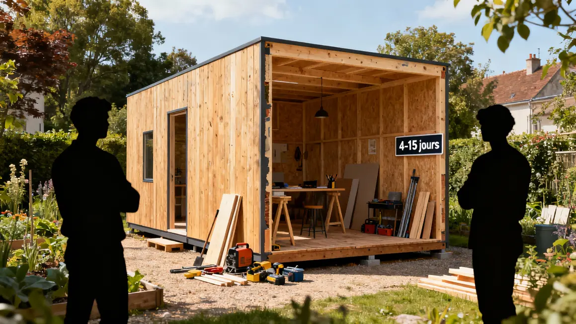 vue coupe studio de jardin bois modulaire greenkub installation