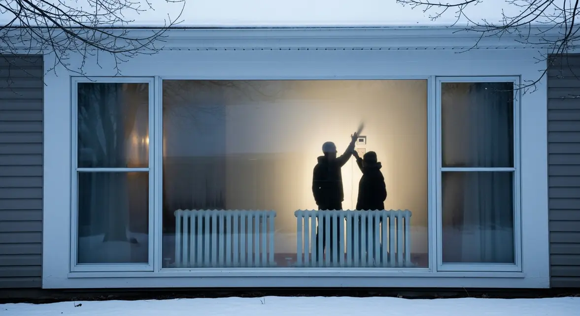 famille ajuste thermostat maison en hiver chauffage energie