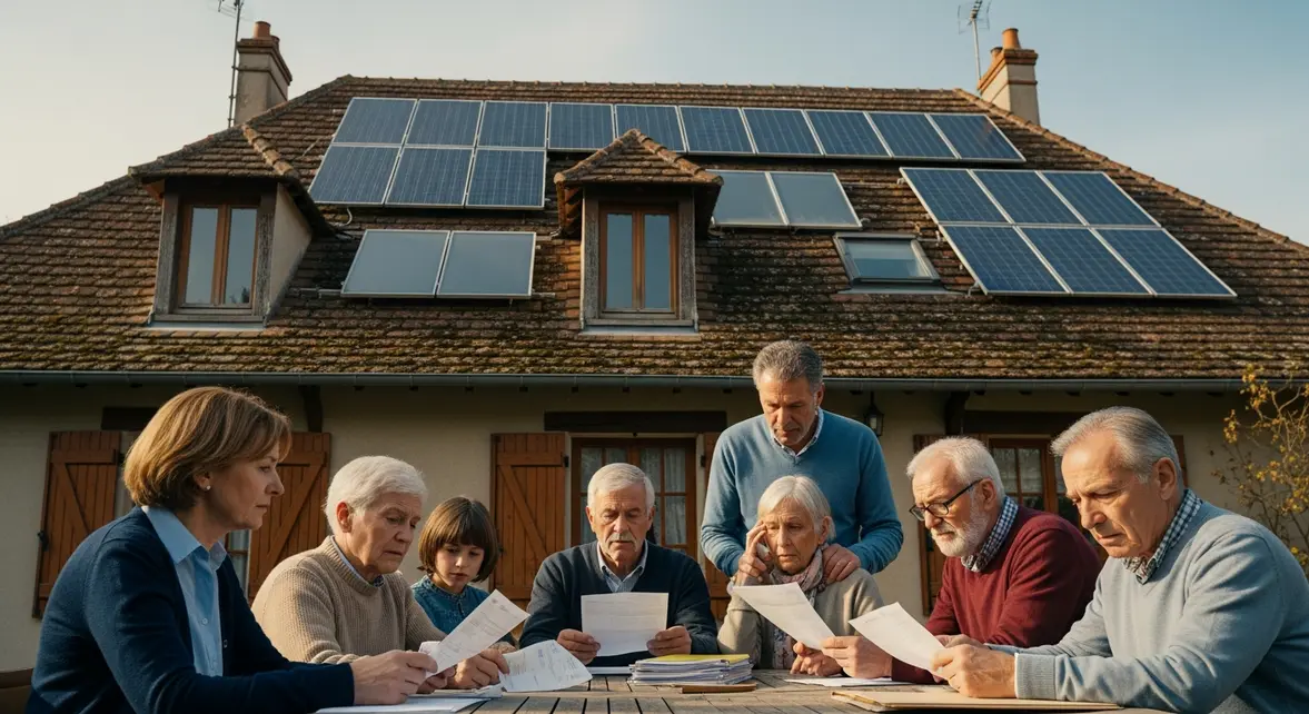 maison traditionnelle panneaux solaires et familles seniors factures