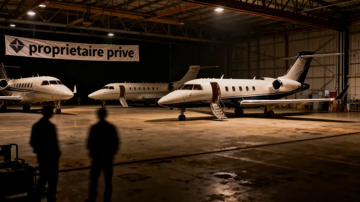Jets privés anonymes bénéficiaires COP30 hangar sombre