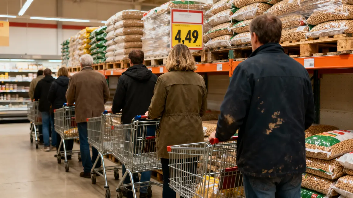 file d attente pellets carrefour prix bas supermarche
