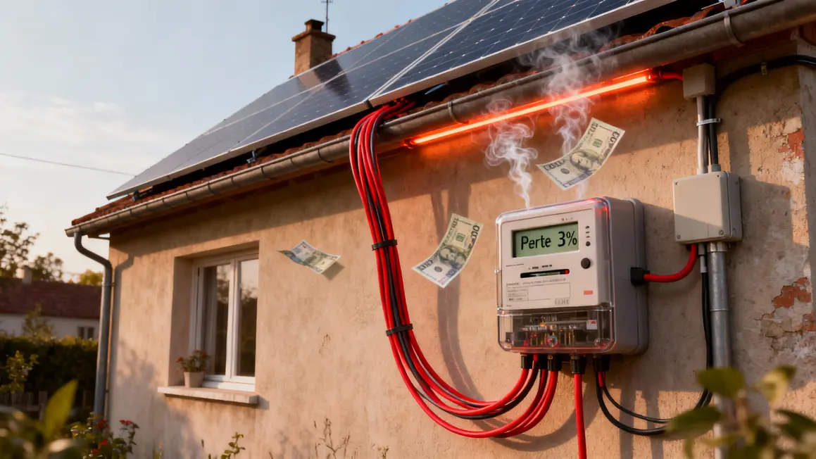 cables solaires trop longs chauffer perte energie compteur