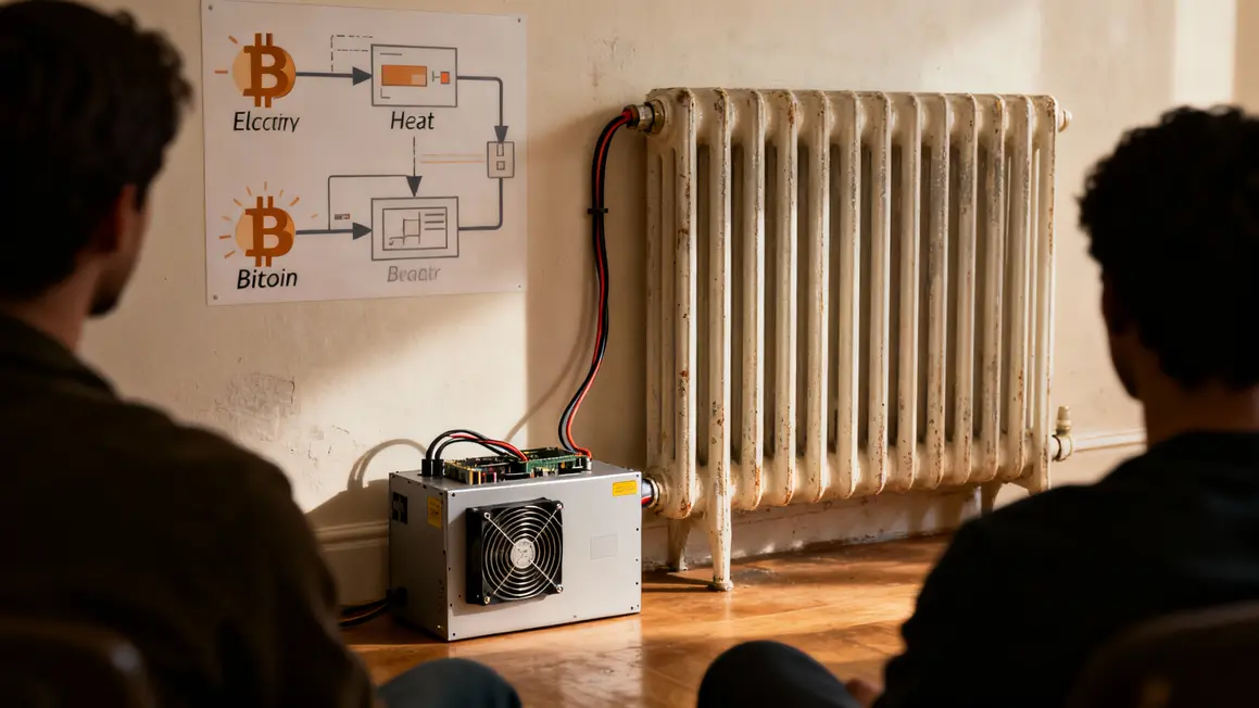 Radiateur connecté pour minage bitcoin en fonctionnement