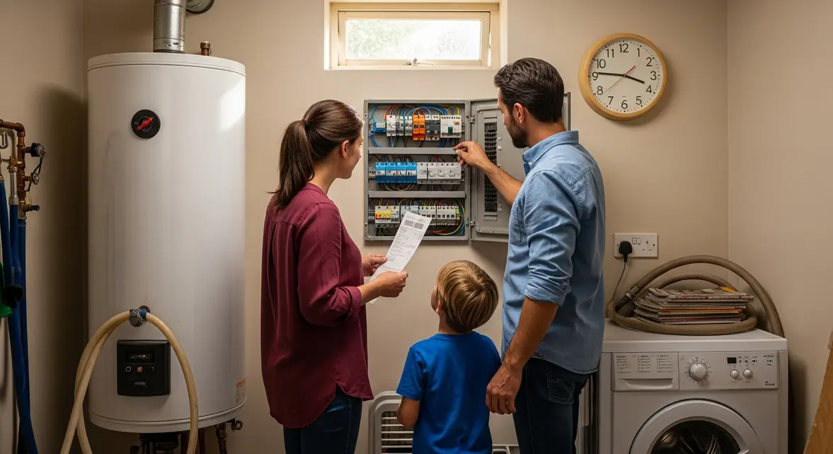 famille réglant minuteur appareil électrique contrat heures creuses