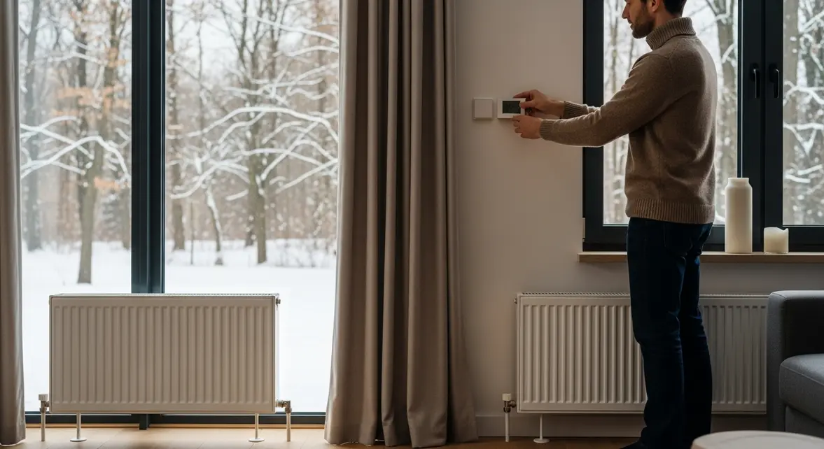 Chauffage économe radiateur salon thermostat hiver
