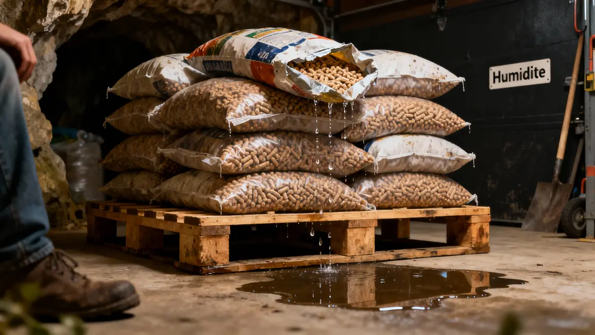 stockage pellets humidite palette