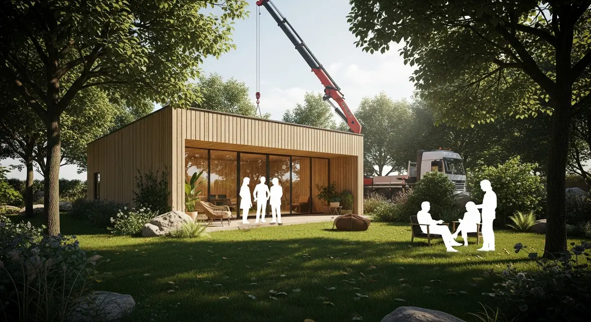 studio de jardin bois greenkub moderne jardin famille camion grue