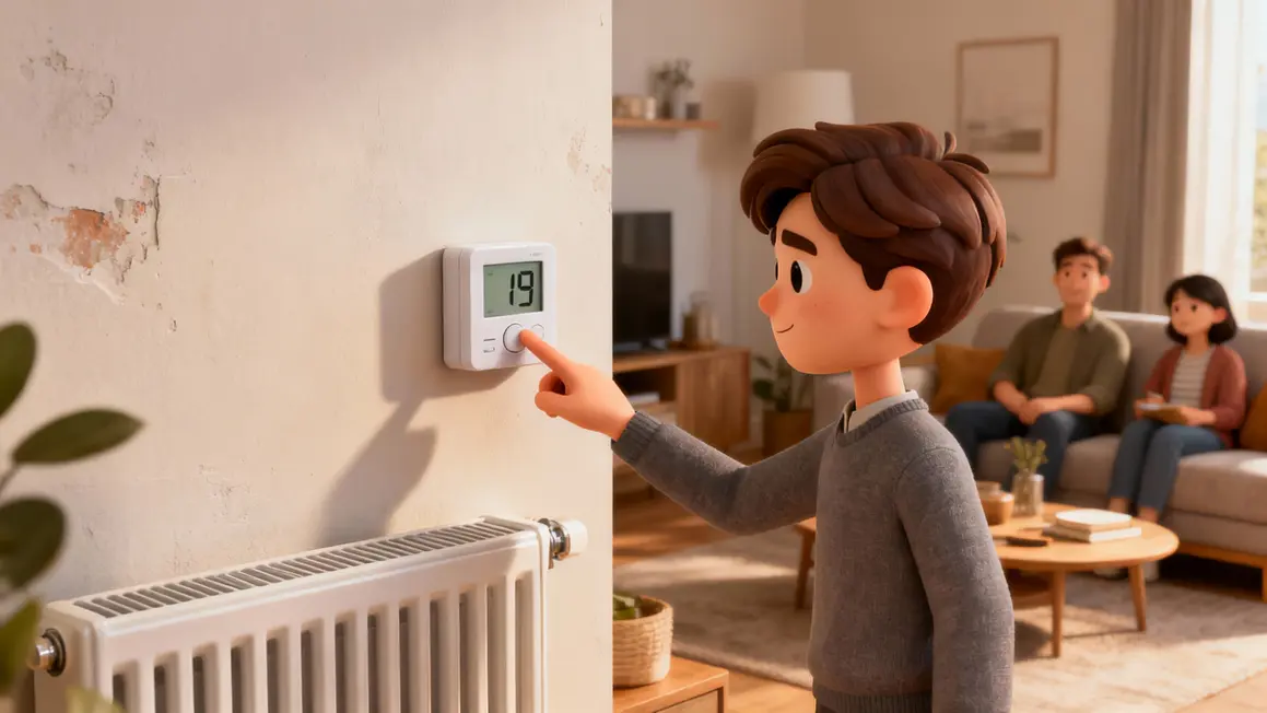 Réglage thermostat digital chauffage moderne