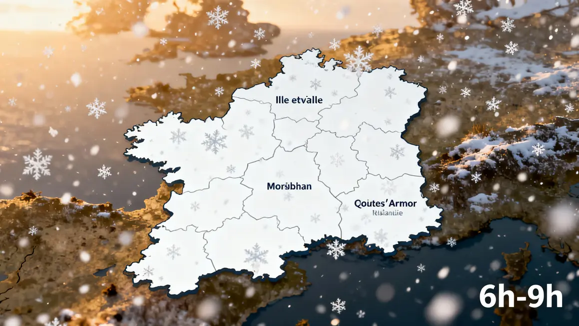 Carte Bretagne zones enneigées matin Noël