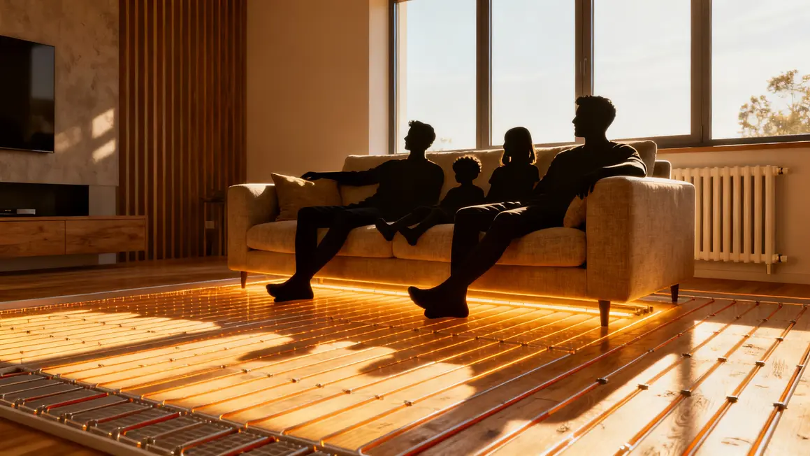 famille chaleur uniforme plancher chauffant solaire