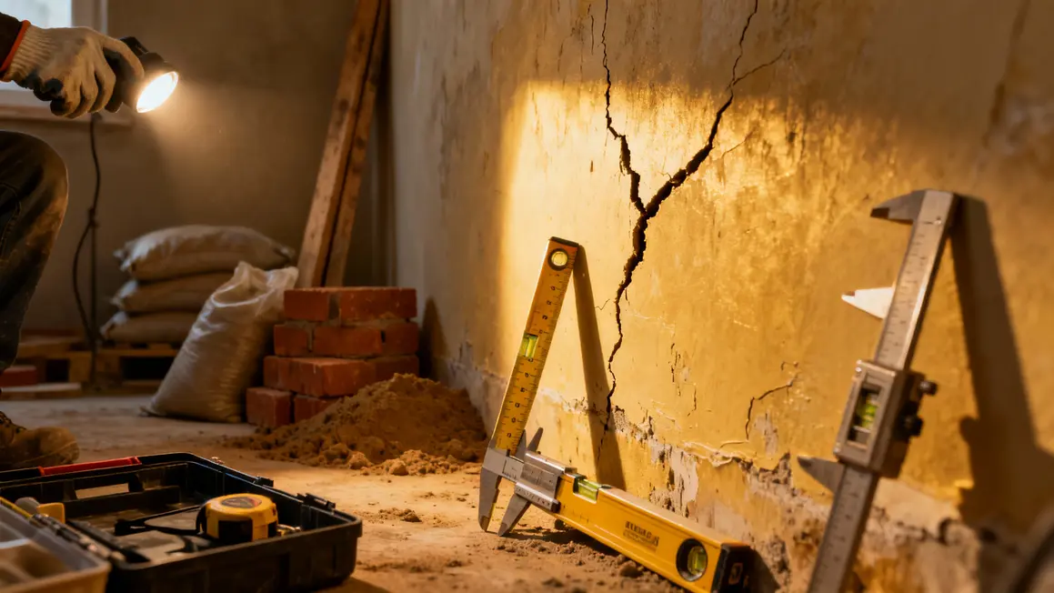 fissure mur intérieur accentuée par froid