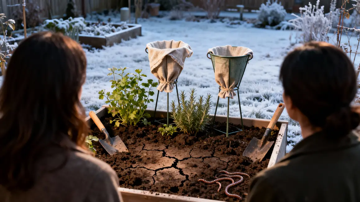 terre compacte godets aromates femmes jardin