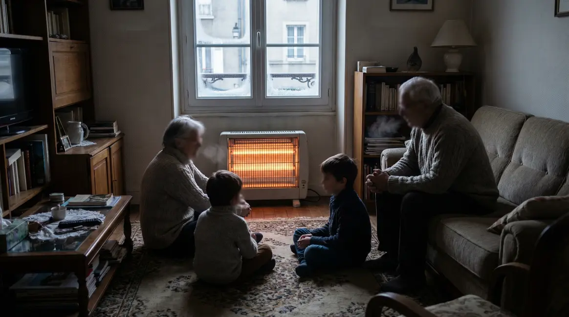 Appartement hiver radiateur allumé personnes en pulls