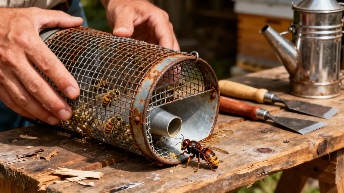 nasse coreenne capture frelon asiatique abeilles sortent detail outils