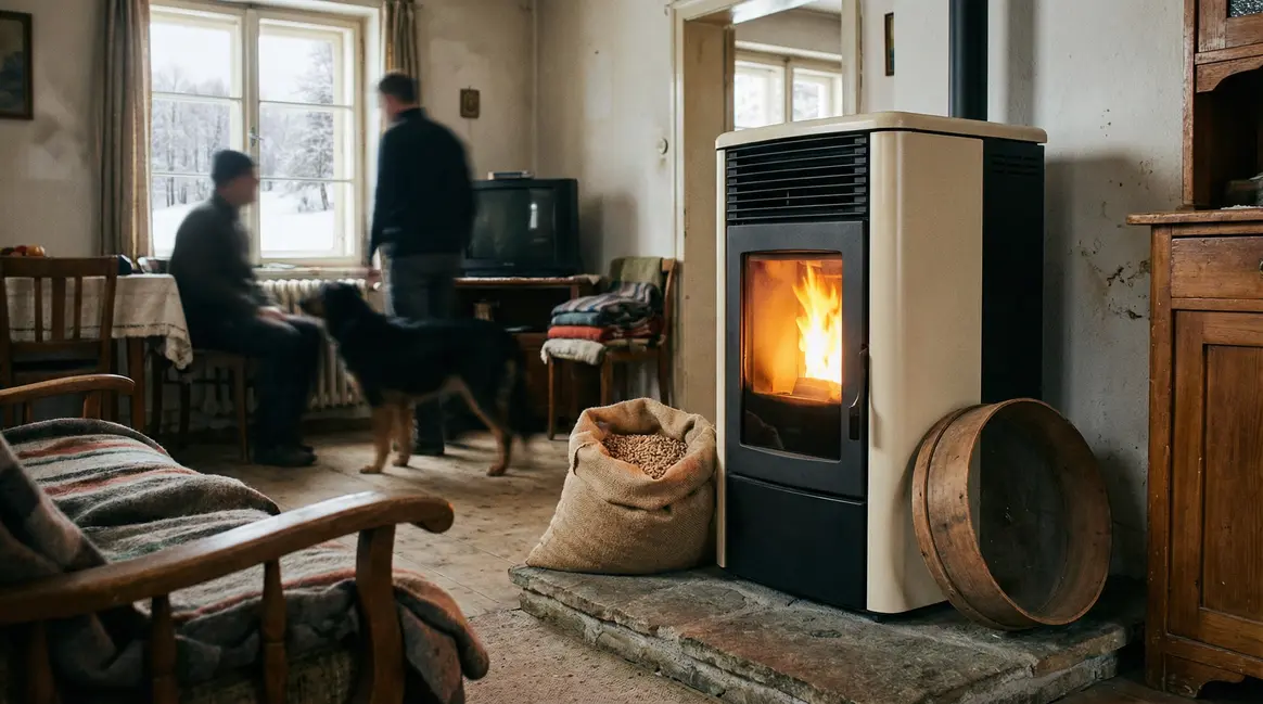 Poêle à granulés, tamisage des pellets en hiver