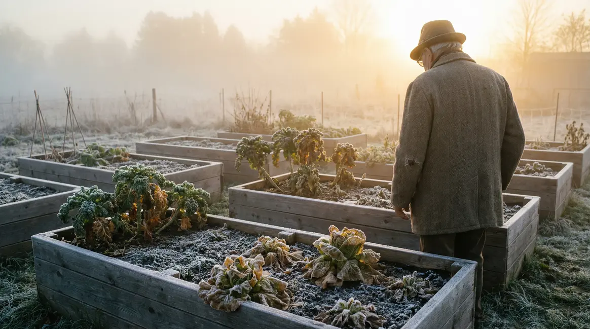 Potager salades givrées matin hiver Angoulême