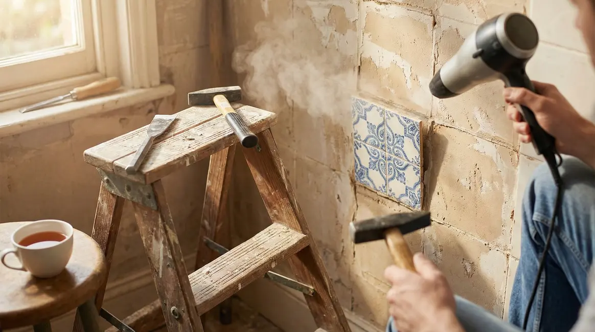 remplacement carreau faience chauffe joint avec seche cheveux