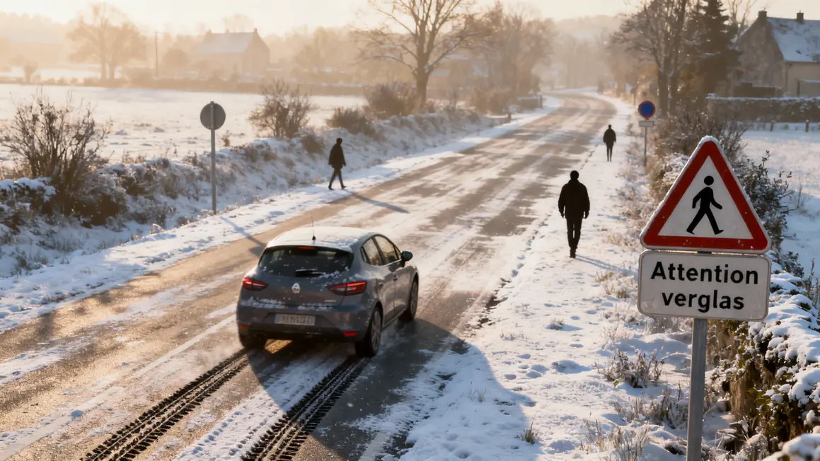 Route Bretagne neige, verglas, attention déplacements Noël