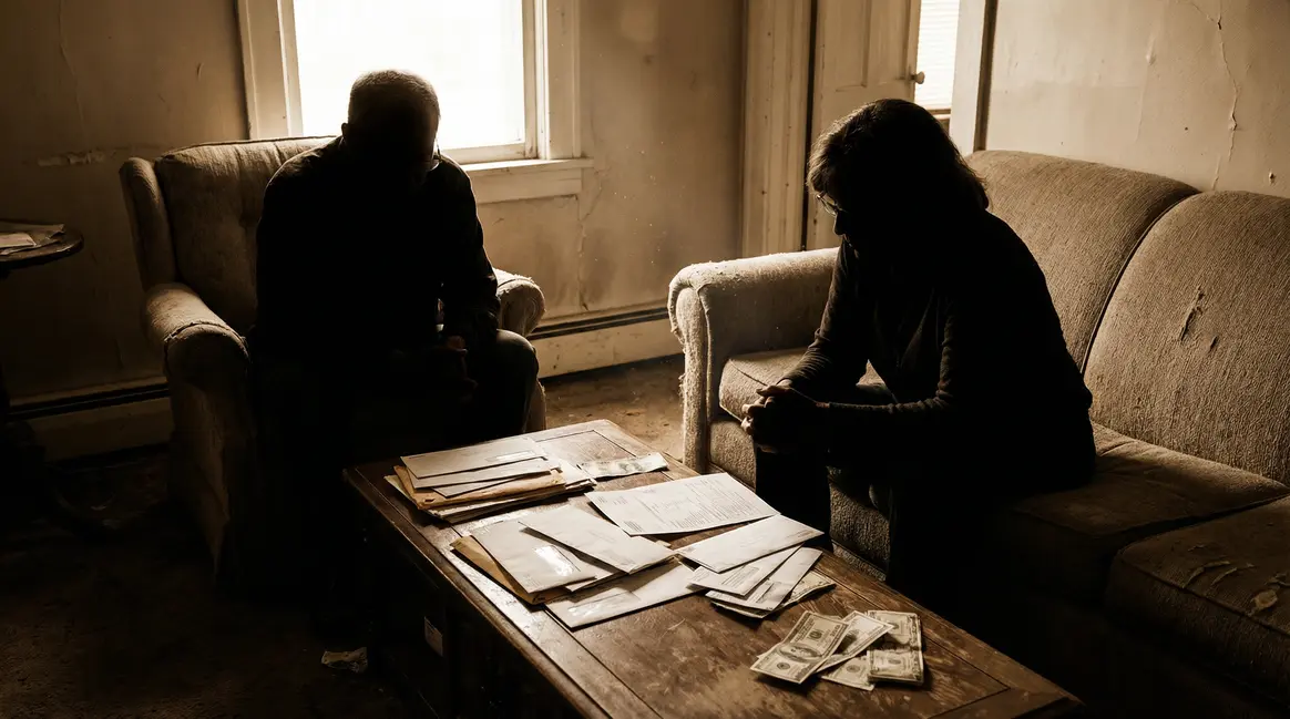 Seniors précaires entourés de factures ASPA