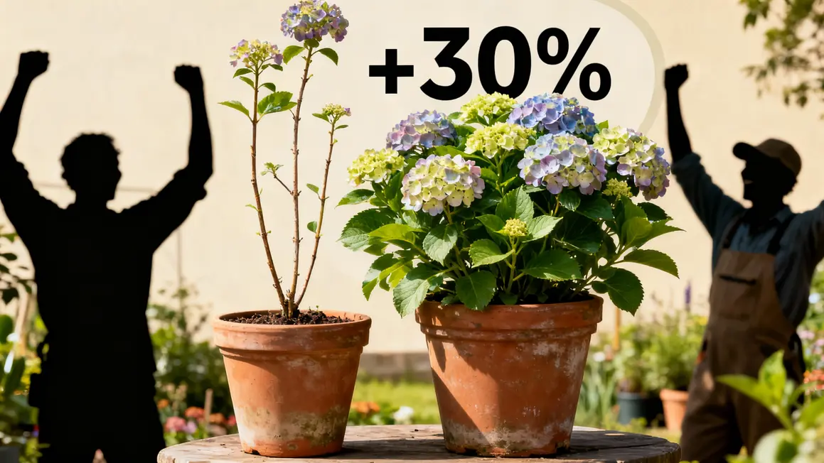 Comparatif avant apres hortensias et effet peaux de banane