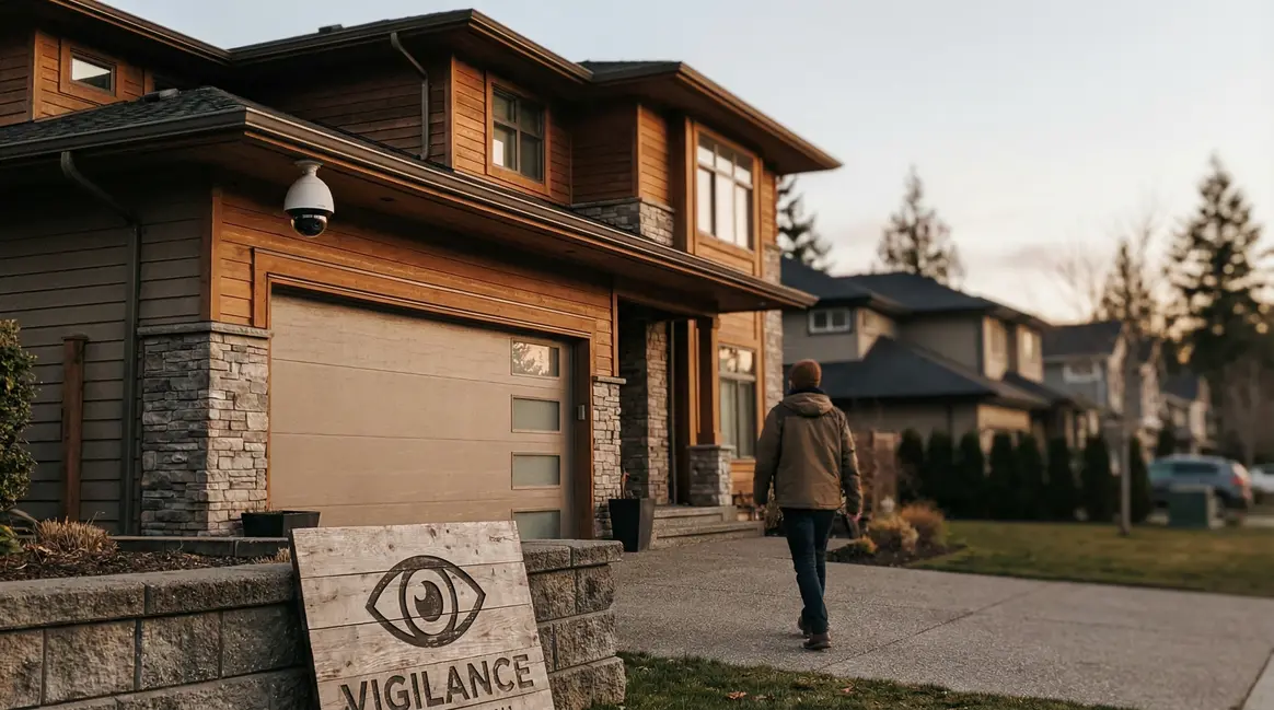 camera exterieure surveillance maison panneau vigilance zone voisine