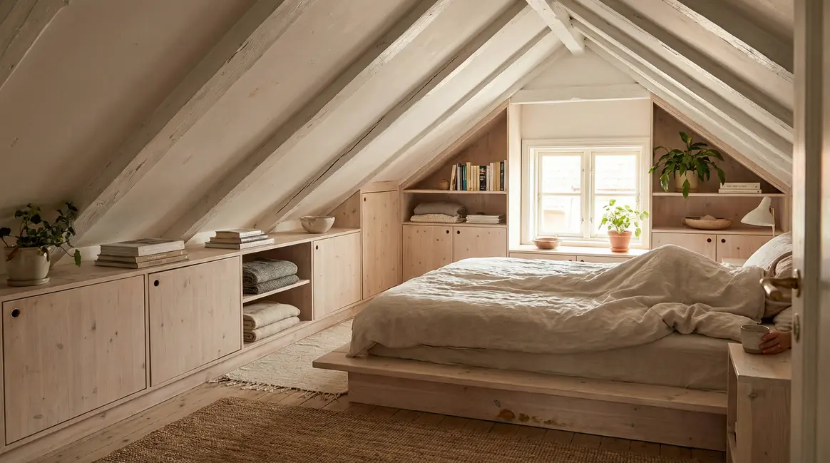 chambre sous combles très basse lit bas meubles sur mesure