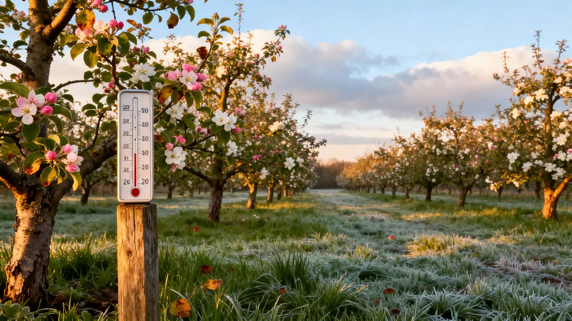 champ pommiers lever jour sans gel france