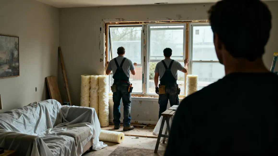 salon chantier isolation fenêtres neuves maison froide