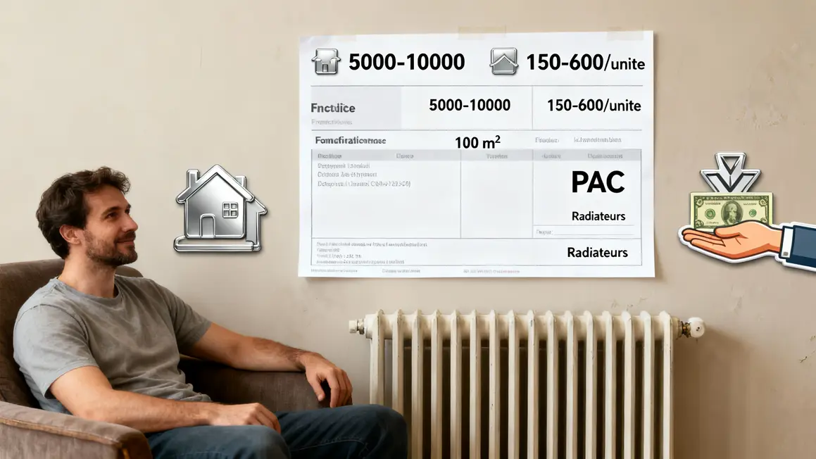 Comparatif coûts pompe a chaleur et radiateurs electriques aides