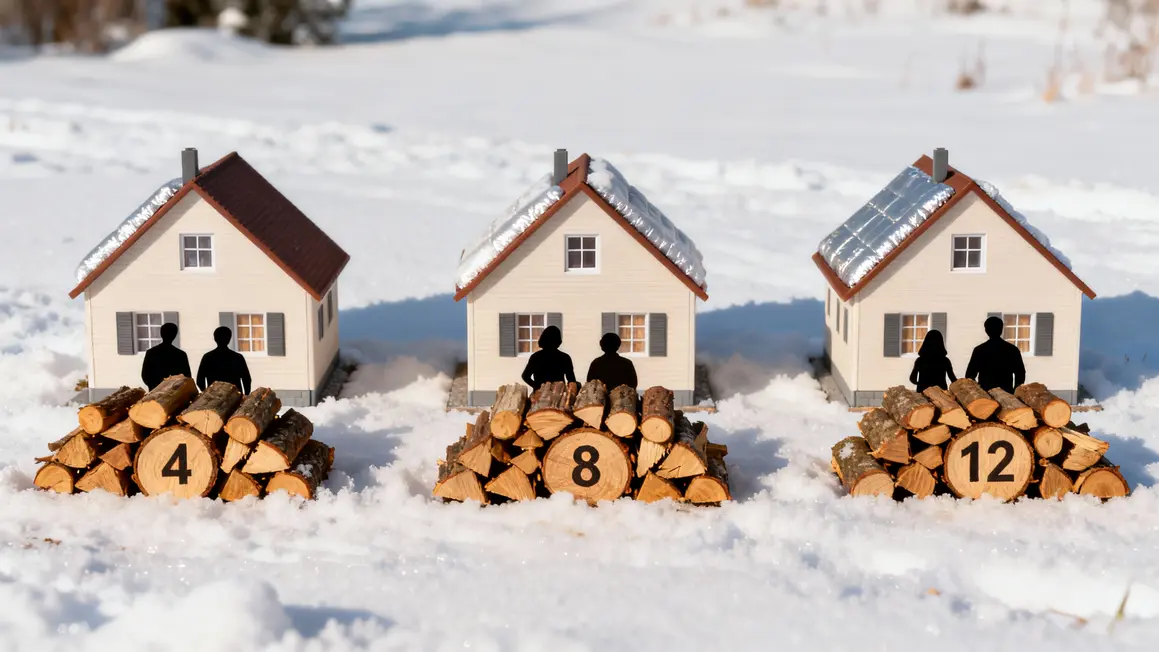 maisons mêmes surface tas de bois isolation différente