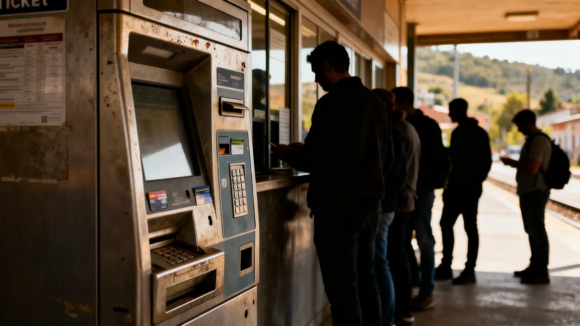 File d’attente distributeur billets rarefaction guichets