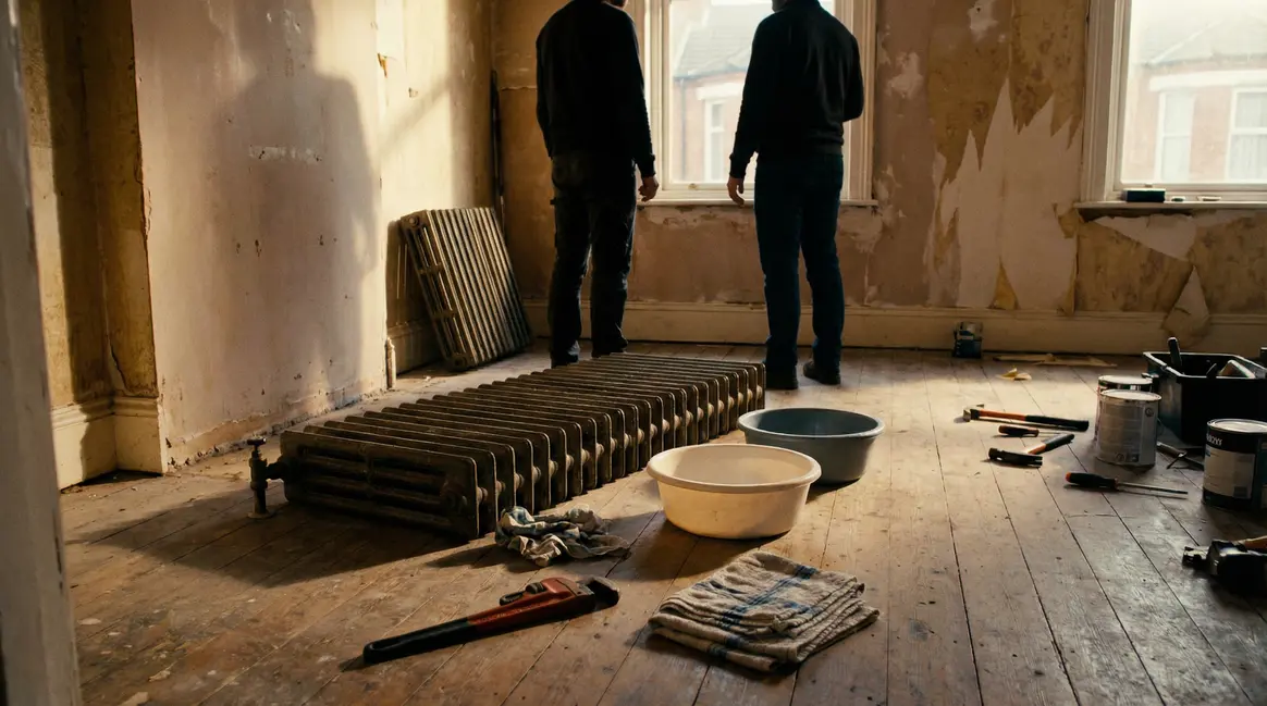 radiateur demonte au sol chantier domestique