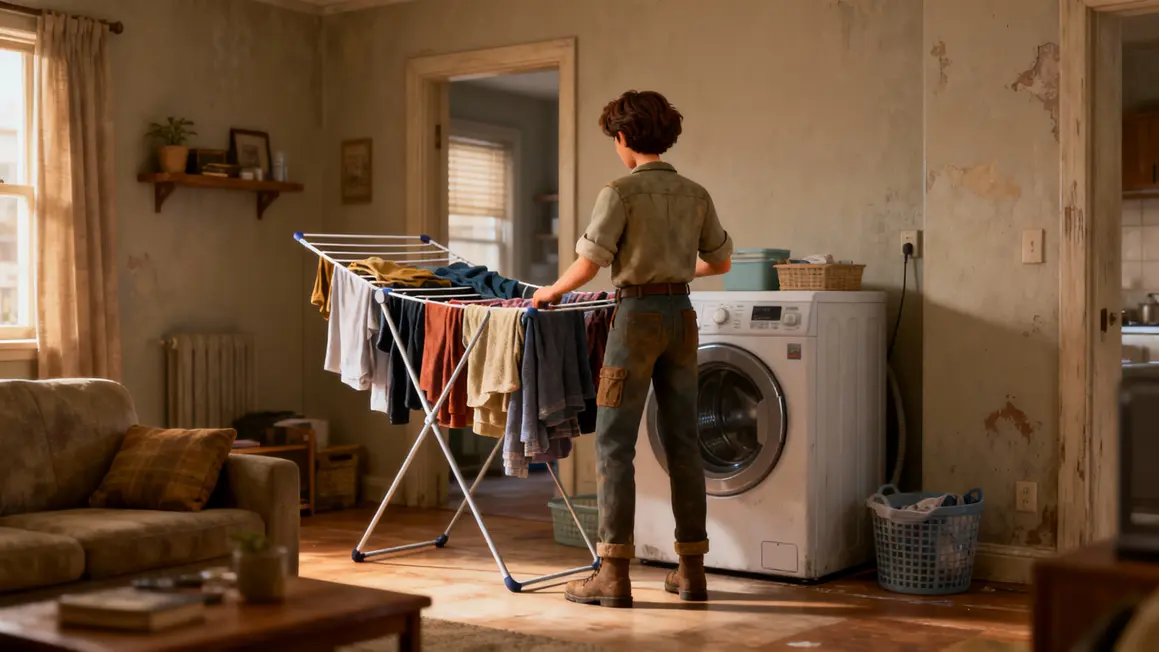 diable pliable lave-linge salon modeste