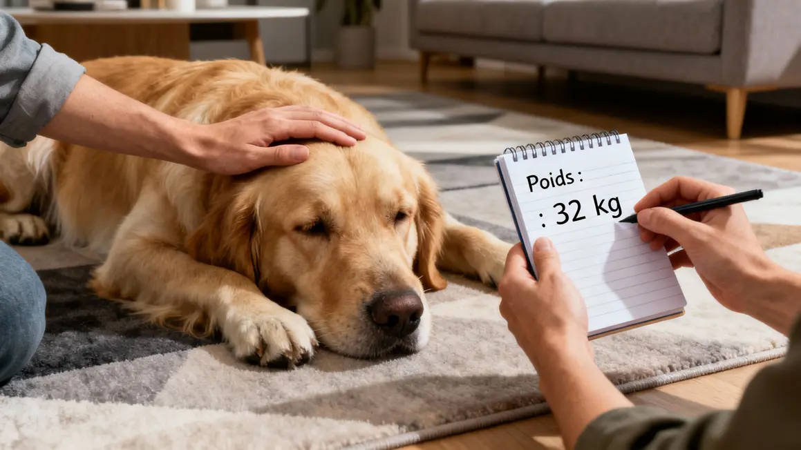 Golden Retriever allonge caresse carnet sante