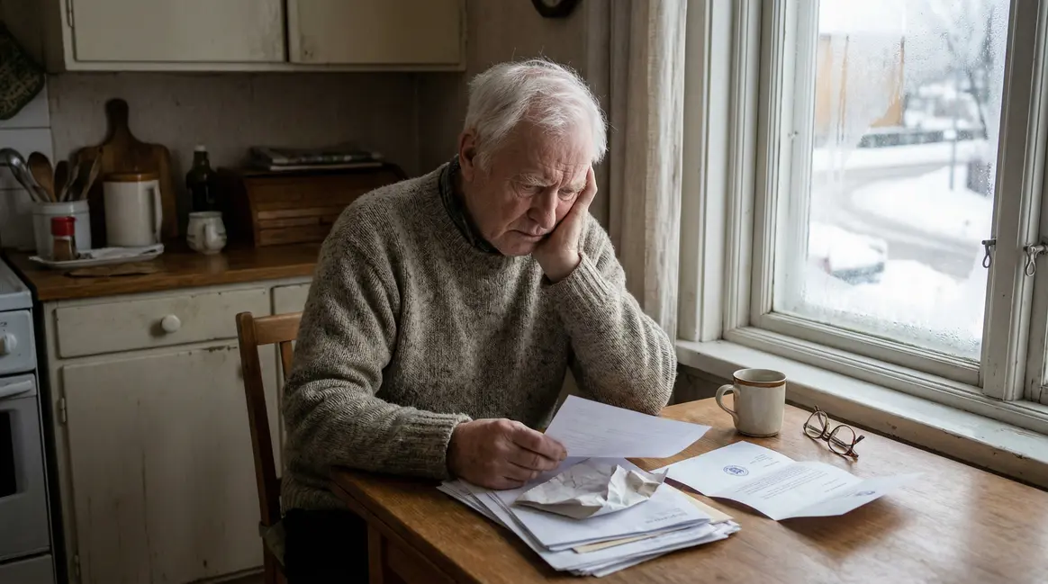 homme age verifiant releve bancaire et lettre administrative