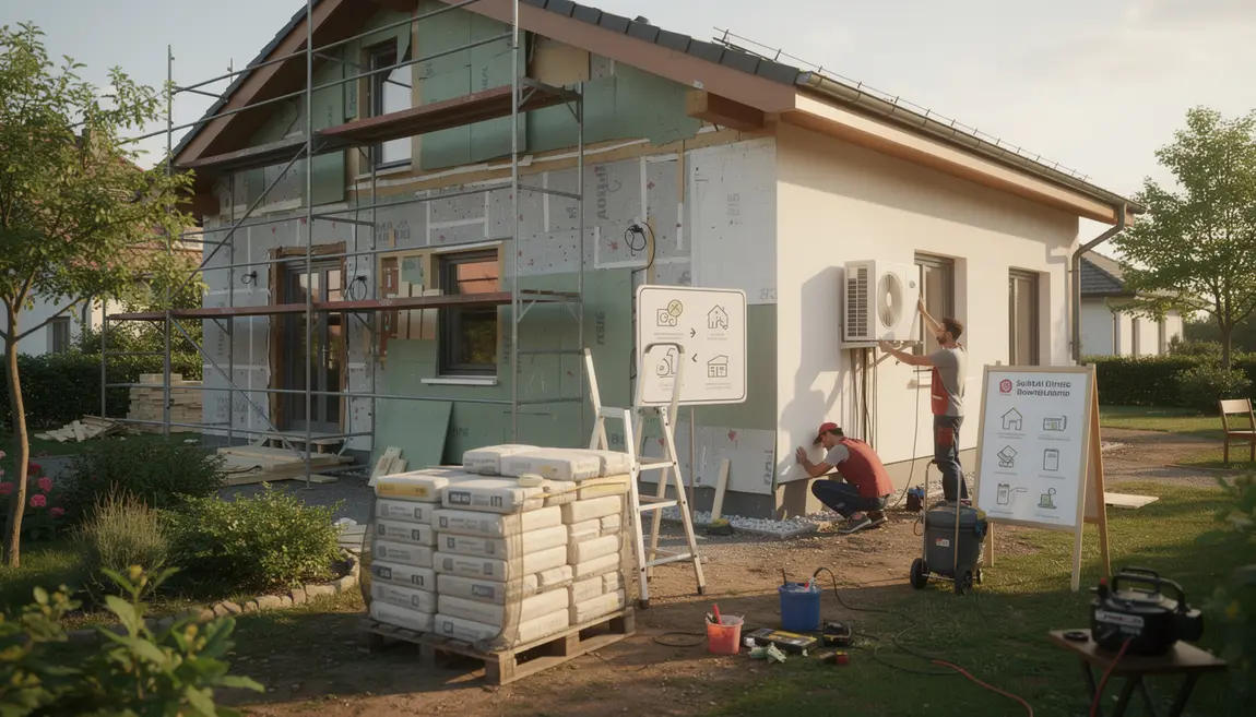 maison renovation ouvriers pompe a chaleur aide