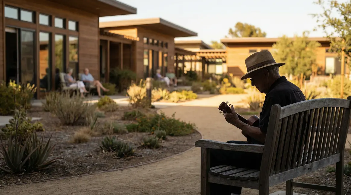 Résident maison de retraite Californie ukulele