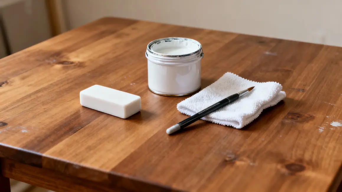 Outils gomme chiffon peinture stylo retouche mur blanc réparation