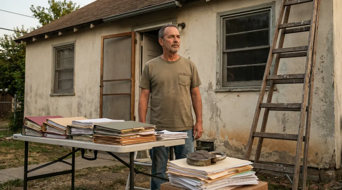 homme 58 ans devant maison dossiers epargne securite flexibilite retraite